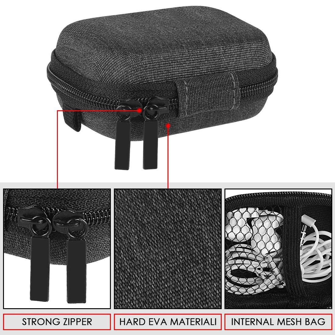 Geekria Earphone Case Compatible With Klipsch T5 II True Wireless, Klipsch T5, Protable Carrying Bag for Accessories Storage