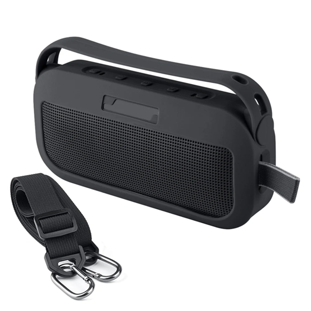 Silicone Cover Anti-Scratch Protective Skin Sleeve Drop-Proof Speaker Cover With Handle & Shoulder Strap for Bose SoundLink Flex