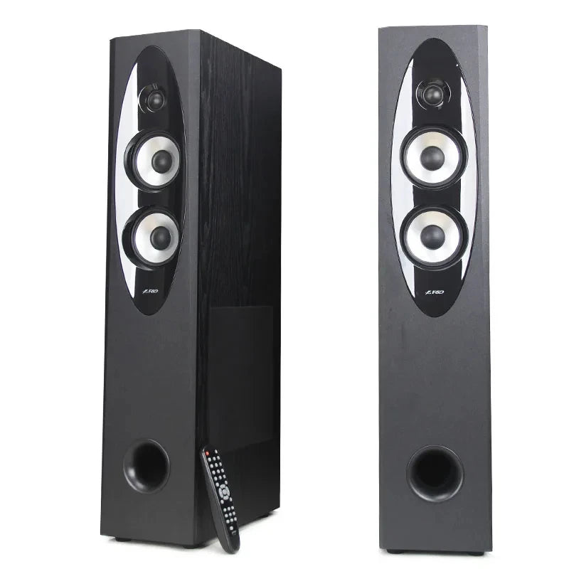 A Pair 8 Inch 120W High-Power Floor-Standing Three-Way Speaker With Dual Bass Home Theater Hifi Fever Bluetooth Active Speaker