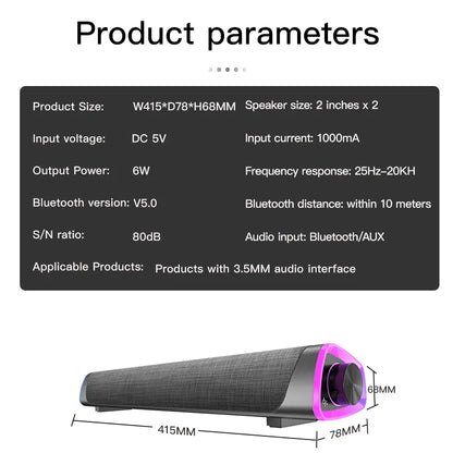 New Wireless Wired Computer TV Stereo Speakers 4D Surround Soundbar Subwoofer Sound Bar FM Radio LED for  Laptop PC Theater Aux