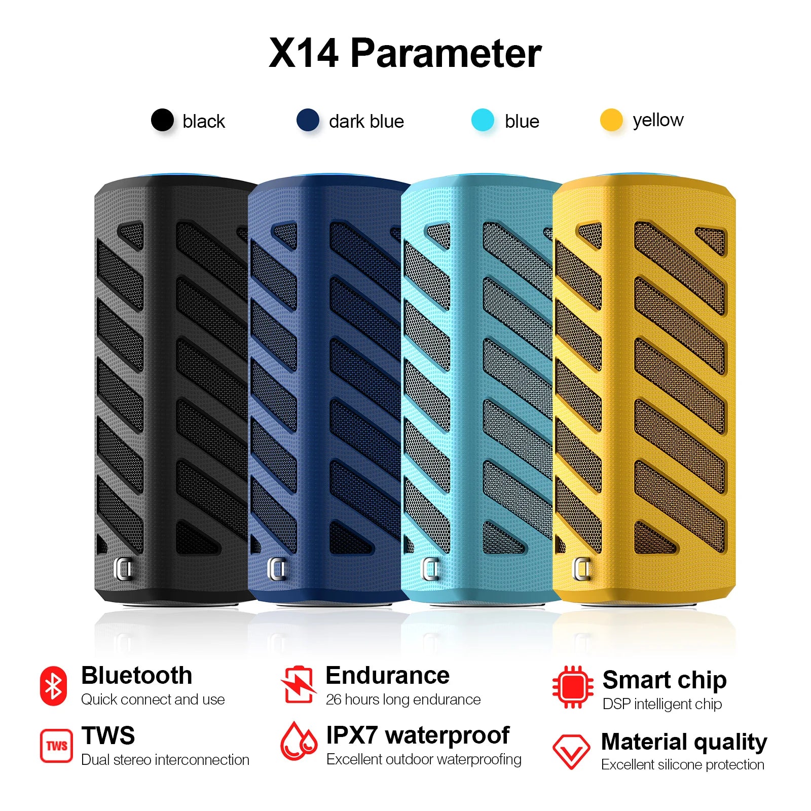 30W TWS Bluetooth Speakers Loud Bass Sound Bar Portable Charger Bathroom Shower IPX7 Waterproof Dustproof Portable Outdoor High