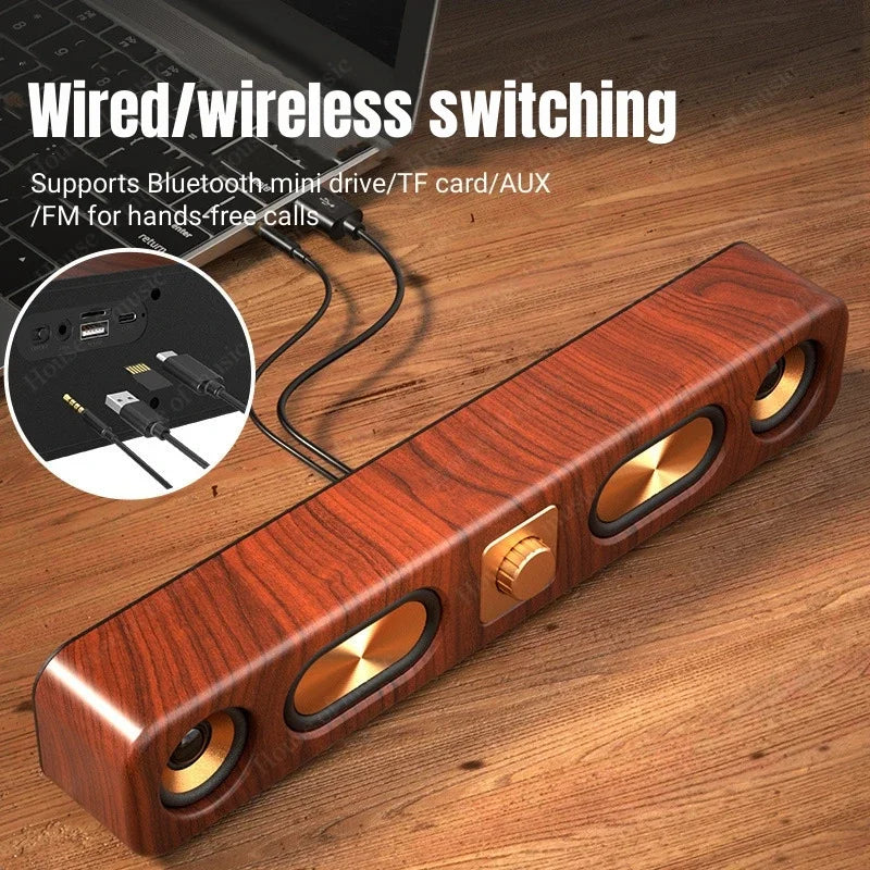 Luxurious Sound Experience 2024 New Stylish Retro Home Wireless Bluetooth Speakers Portable Double Horns Stereo Bar Sound Box