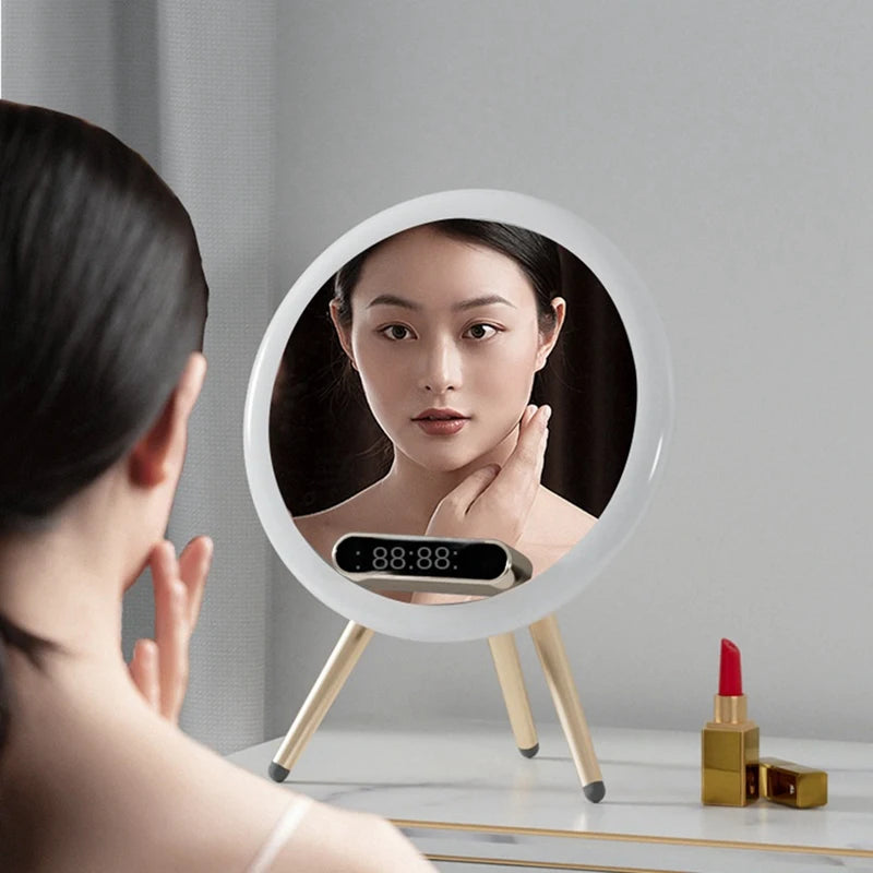Magic Mirror Wireless Bluetooth Audio Speaker Desktop Fill Light Makeup Mirror AI Voice Control Desktop Speaker