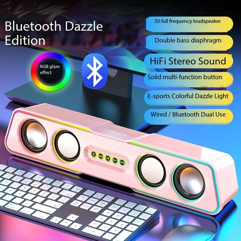 Caixa De Som Computer Speakers Dynamic RGB PC Gaming Speakers Soundbar for Desktop Sound Bar Subwoofer Bluetooth for Laptop AUX
