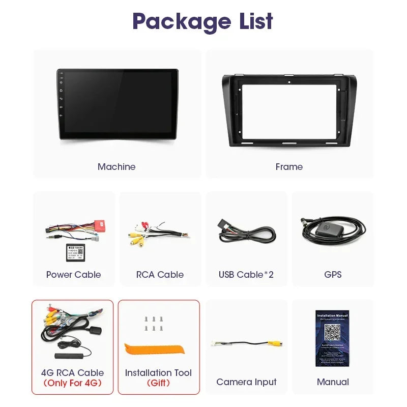 2 Din Android 12 for Mazda 3 2004-2009 Car Radio Multimedia Player Stereo Navigation With BOSE Carplay Speakers Head Unit Video