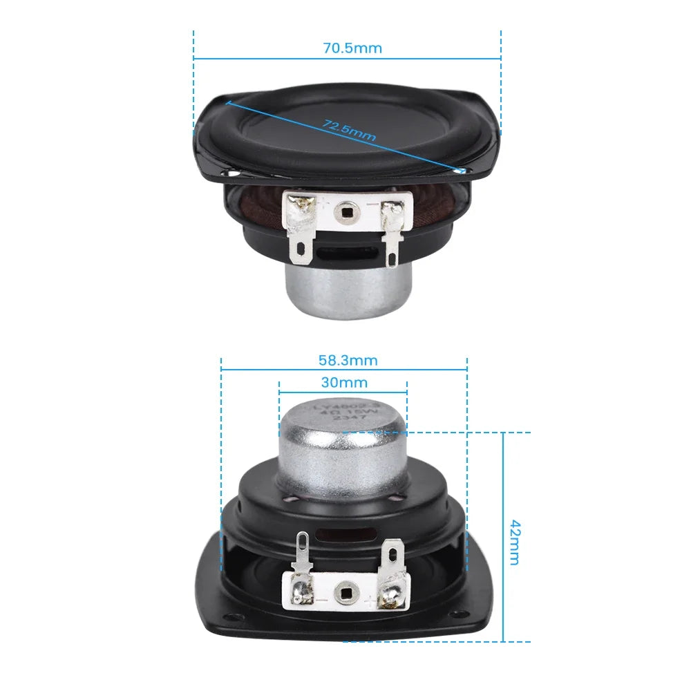 2pcs/Lot 2.75 Inch 4Ω 15W Speakers Full Range Rubber Edge Iron NdFeb Dual Magnetic DIY Bluetooth Speaker