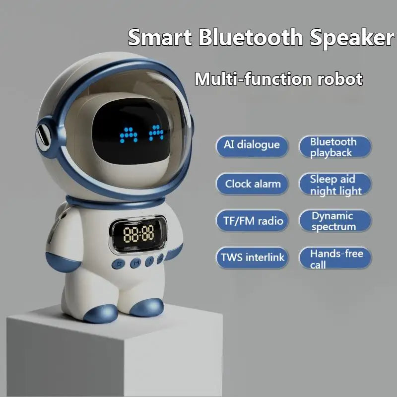 Mini Smart Astronaut Bluetooth Speaker Sound Box Portable Stereo Ai Interactive Audio With Alarm Clock Support TF/FM Kid's Gift