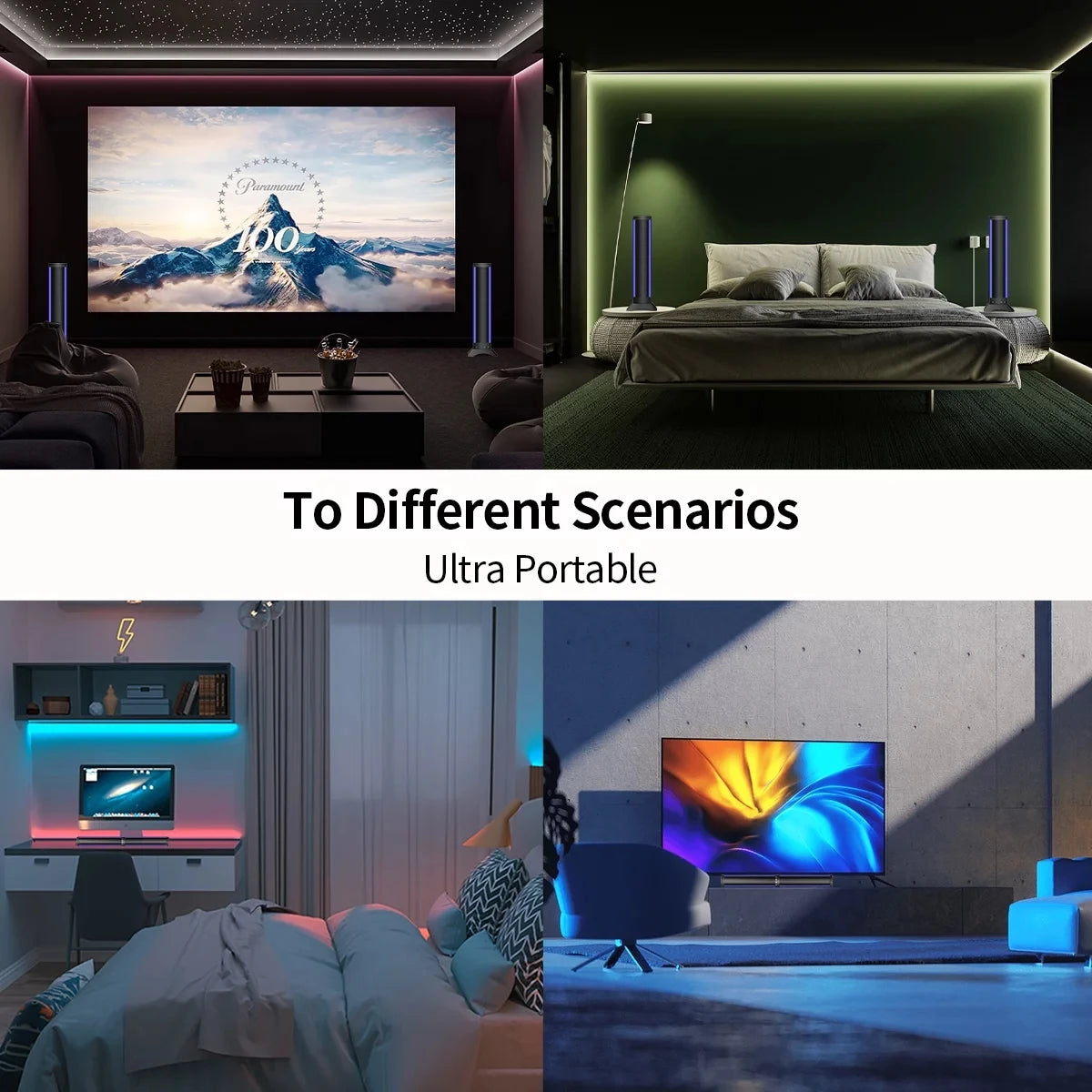 25in Sound Bars for TV Home Theater, Dual Subwoofers & 4 Speakers, 3D Stereo Surround Bluetooth System, Foldable Split Wireless