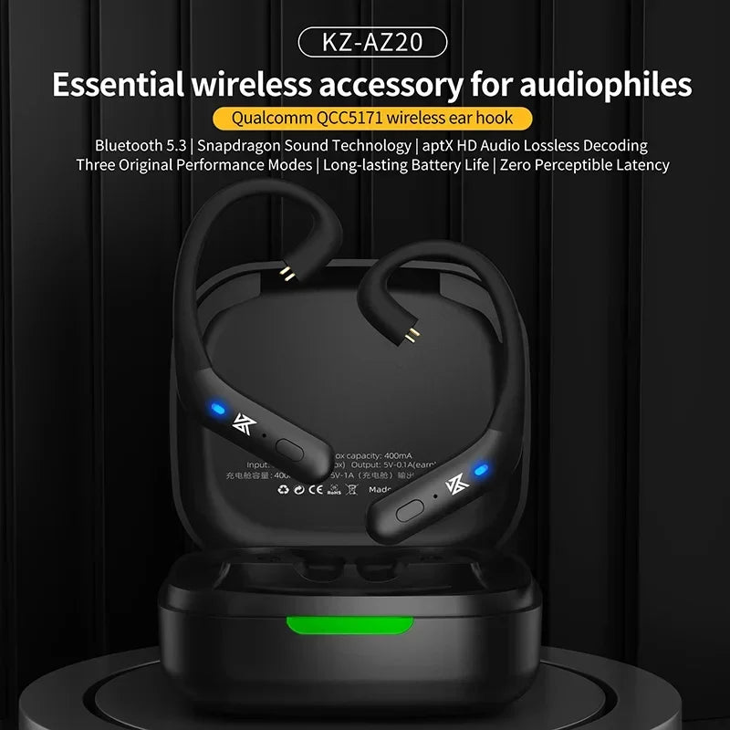 KZ AZ20 Bluetooth 5.3 Wireless Ear Hook Snapdragon Audio Technology High-Definition Headphone Cable AptX Suitable for DXPRO PR2