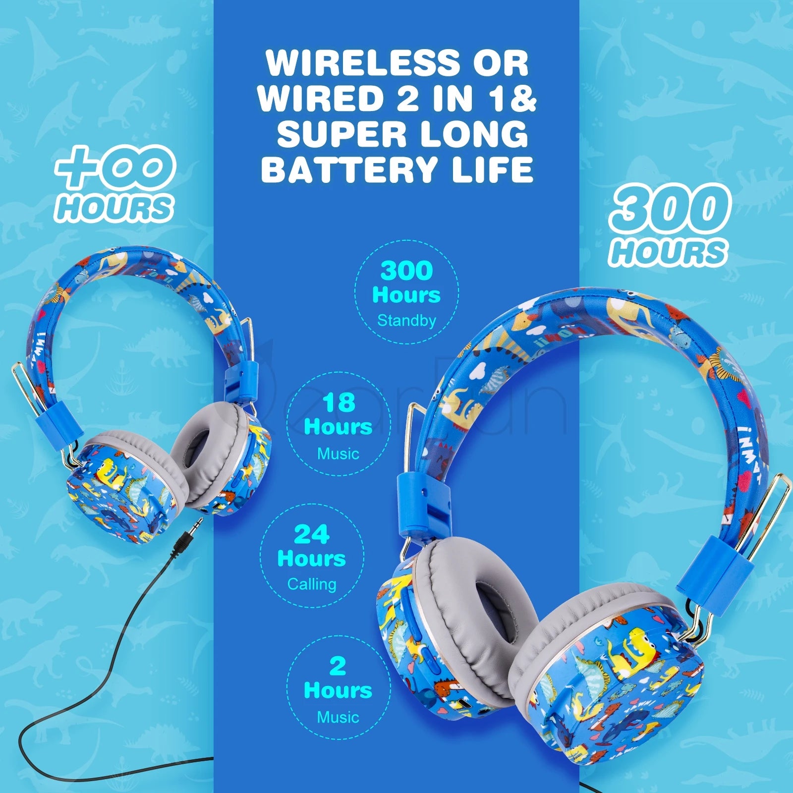 Christmas Gift Kids Headphones Dinosaur Wirless Bluetooth Headset Stereo Music Headphones for Phone Ipad Box With Dinosaur Toy