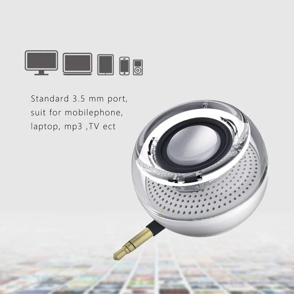 3 5mm Aux Audio Jack Mini Wireless Powerful Crystal Speaker Portable HIFI 3D Surround Phone Speaker for Smart Phone Tablet
