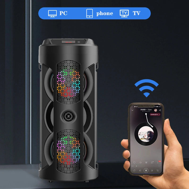 Bluetooth Speaker Dual Speaker Stereo Outdoor Tfusb Playback Fm Voice Broadcasting Portable Subwoofer 50 Wireless Speaker
