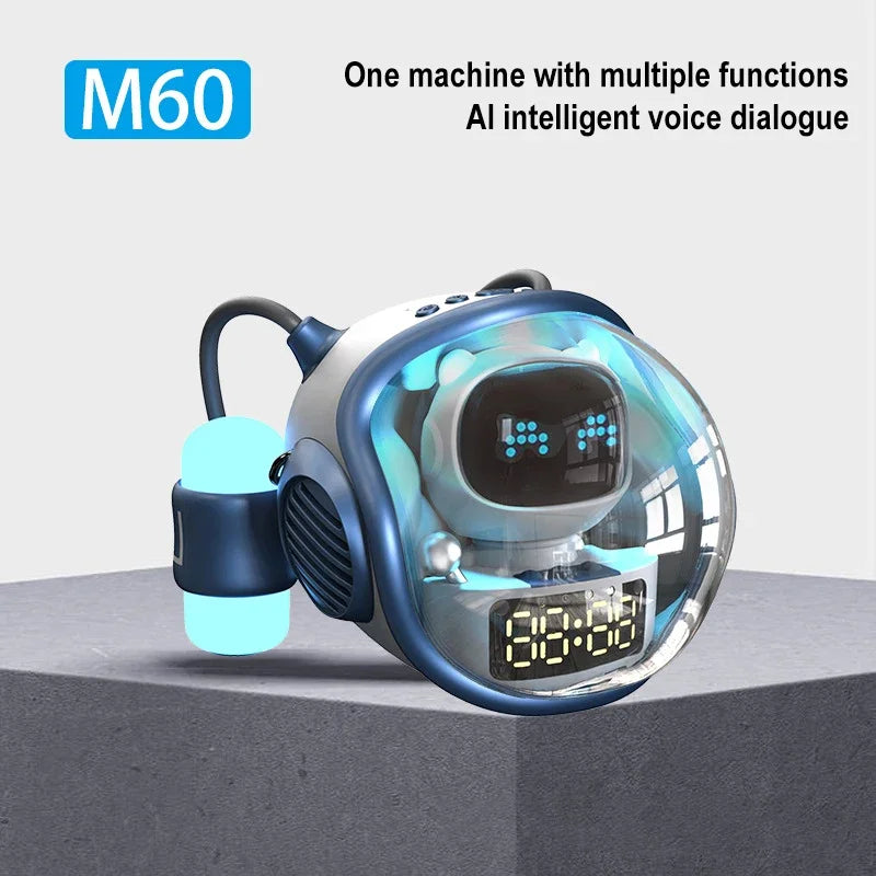 Smart Wireless Bluetooth Audio Space Astronaut Home TF Card FM Clock AI TWS Speaker Intercom Alarm Clock Atmosphere Light