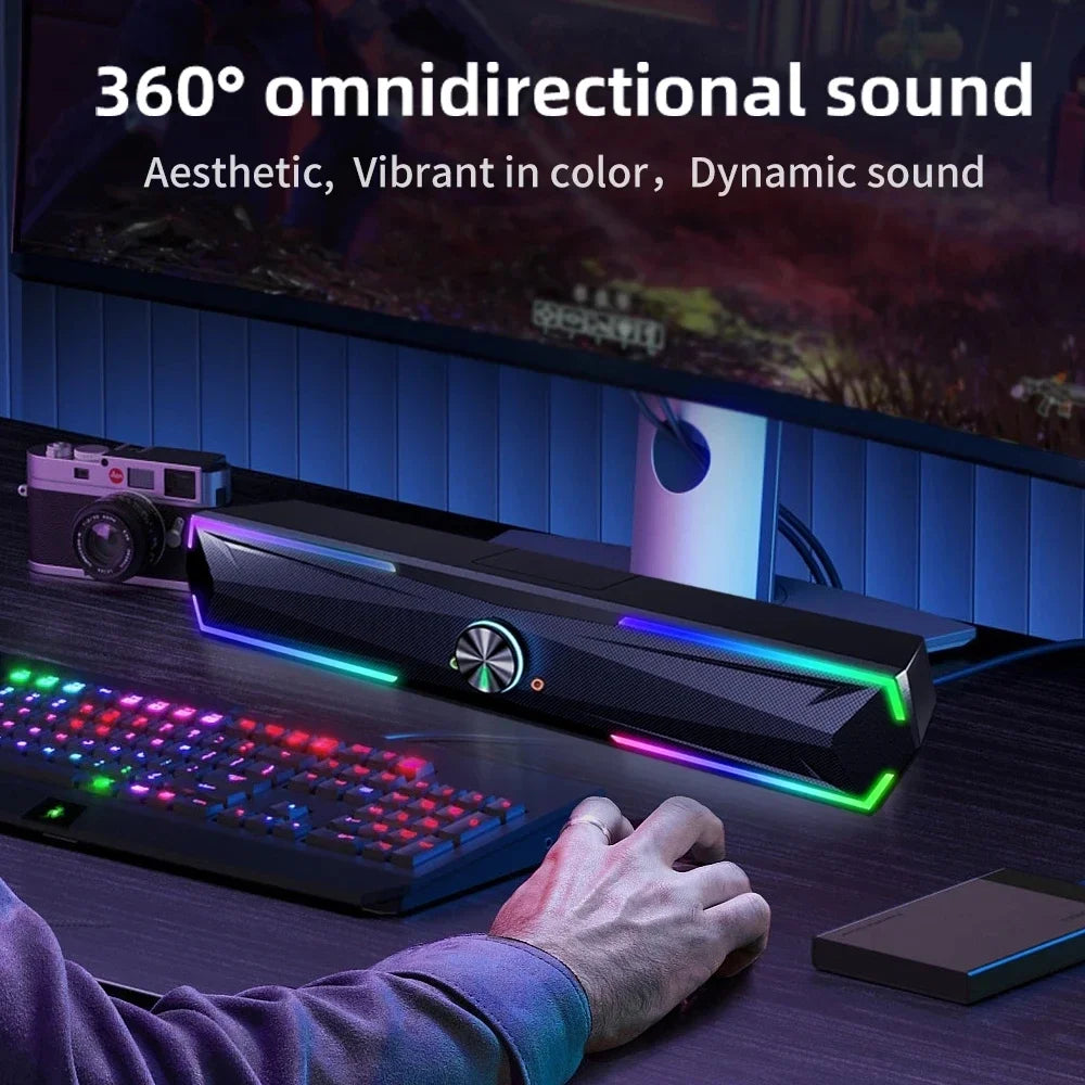 3D Computer Speakers Bluetooth 5.0 Wired Loudspeaker Surround Soundbar Speaker Stereo Subwoofer Sound Bar for Laptop Notebook PC