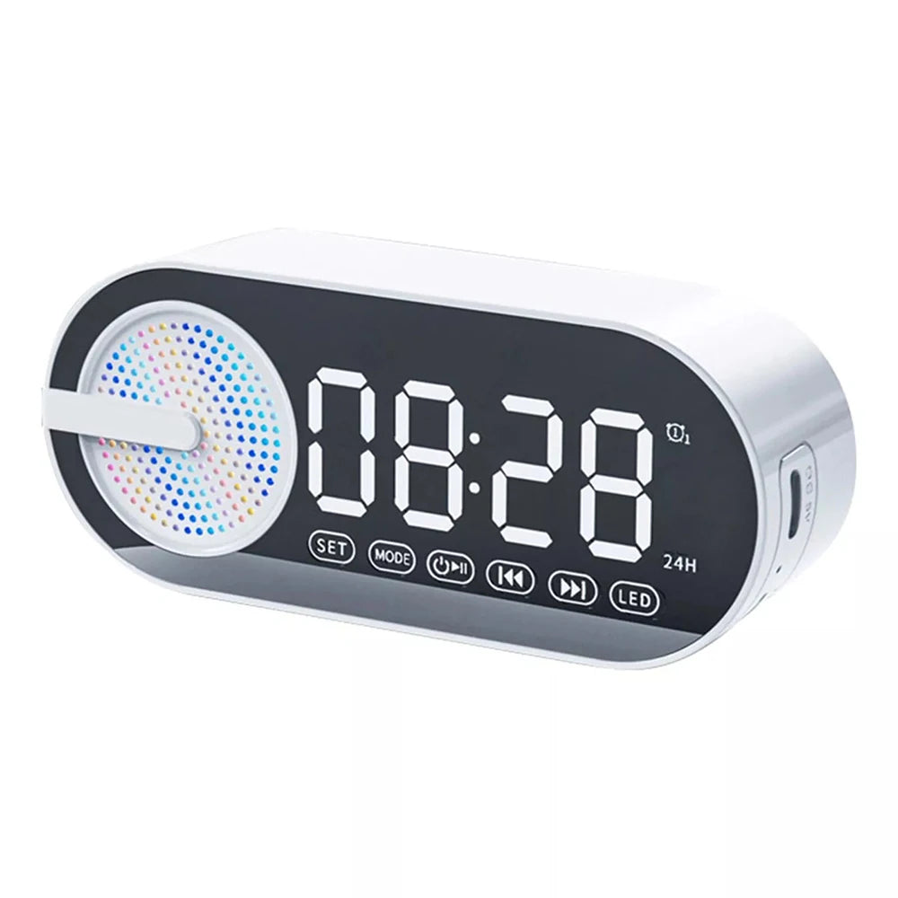 Quiet Wireless Bluetooth Speaker Alarm Clock RGB TWS USB LED Mirror Digital Clock Mini AI Smart Alarm Clock Speaker for Home
