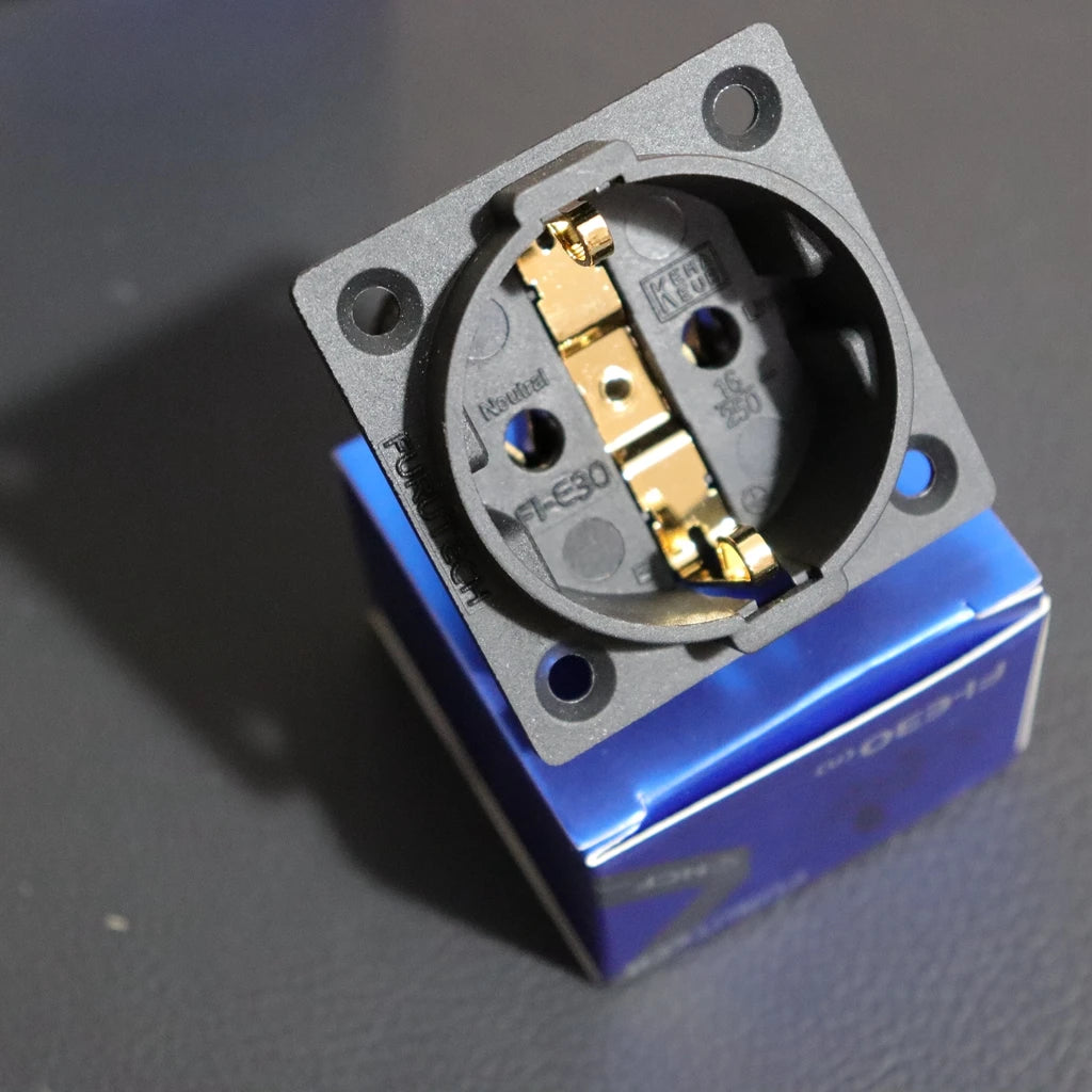 Japan Furutech Schuko FI-E30 NCF Nano Socket Copper Plated Rhodium/Gold EU Audio Power Plug HiFi Speaker IEC Chassis Tailstock