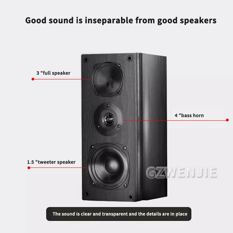 4 Inch Subwoofer Speaker Passive Bookshelf HiFi Speaker Three-Way Surround Sound Speaker Sound Box Power 60W Speaker a Pair