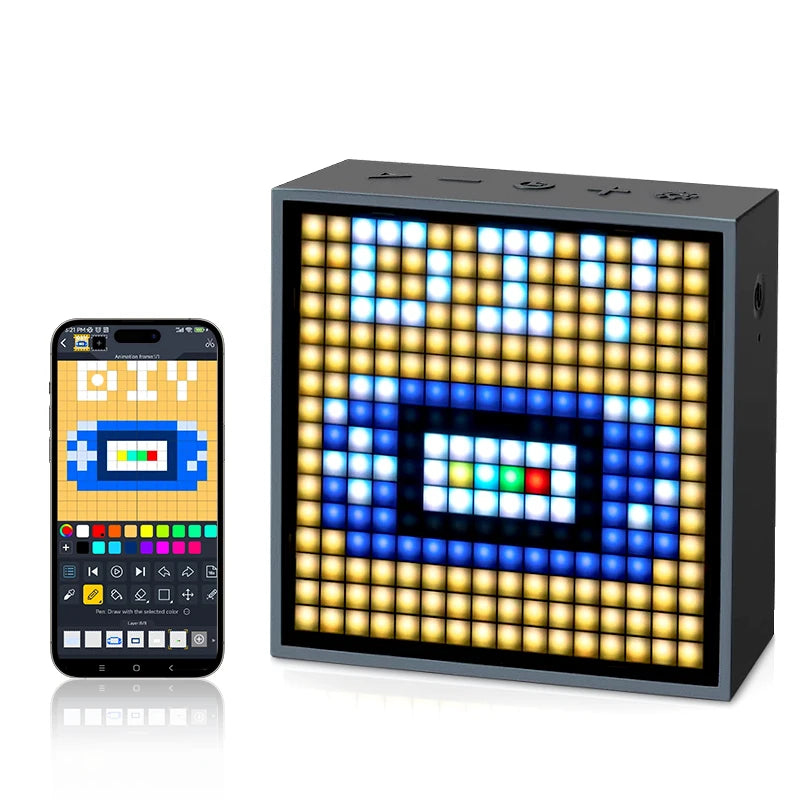 Divoom Timebox Evo Speakers Bluetooth Wireless With Clock Alarm Programmable LED Display for Pixel Art Creation Unique Gift