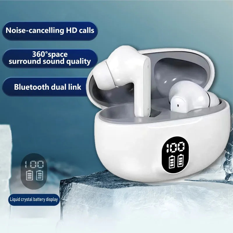2024 New ENC Noise Cancelling Bluetooth Headset Long Battery Life Low Latency Power Display Touch Sports Stereo Earbuds