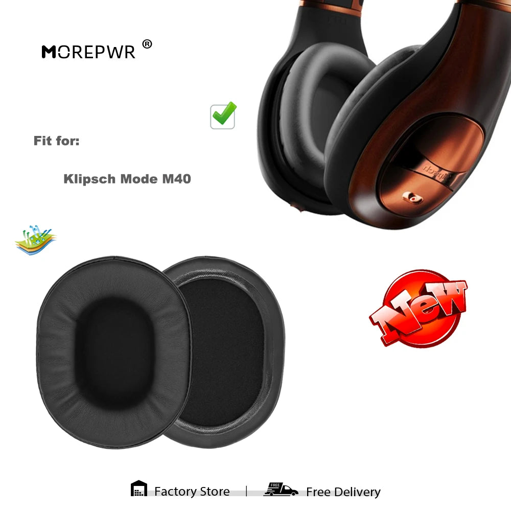Morepwr Replacement Ear Pads for Klipsch Mode M40 Headset Parts Leather Cushion Velvet Earmuff Earphone Sleeve Cover