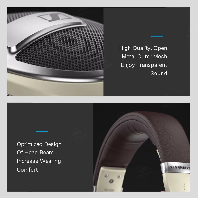 Sennheiser HD 599 Open-Back Stereo Around Ear Headphones Earcups Detachable Cable Wired Headphones With E.A.R Design Style