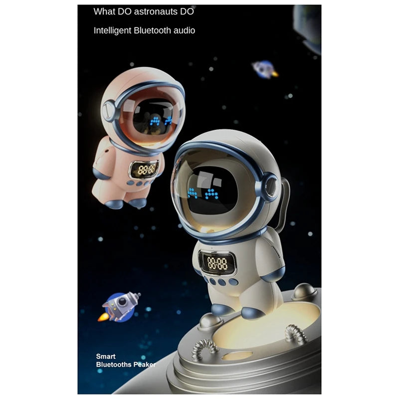 Astronaut Smart Bluetooth Speaker AI Voice Hifi Audio Desktop Multifunctional Audio New Digital Alarm Clock FM Radio