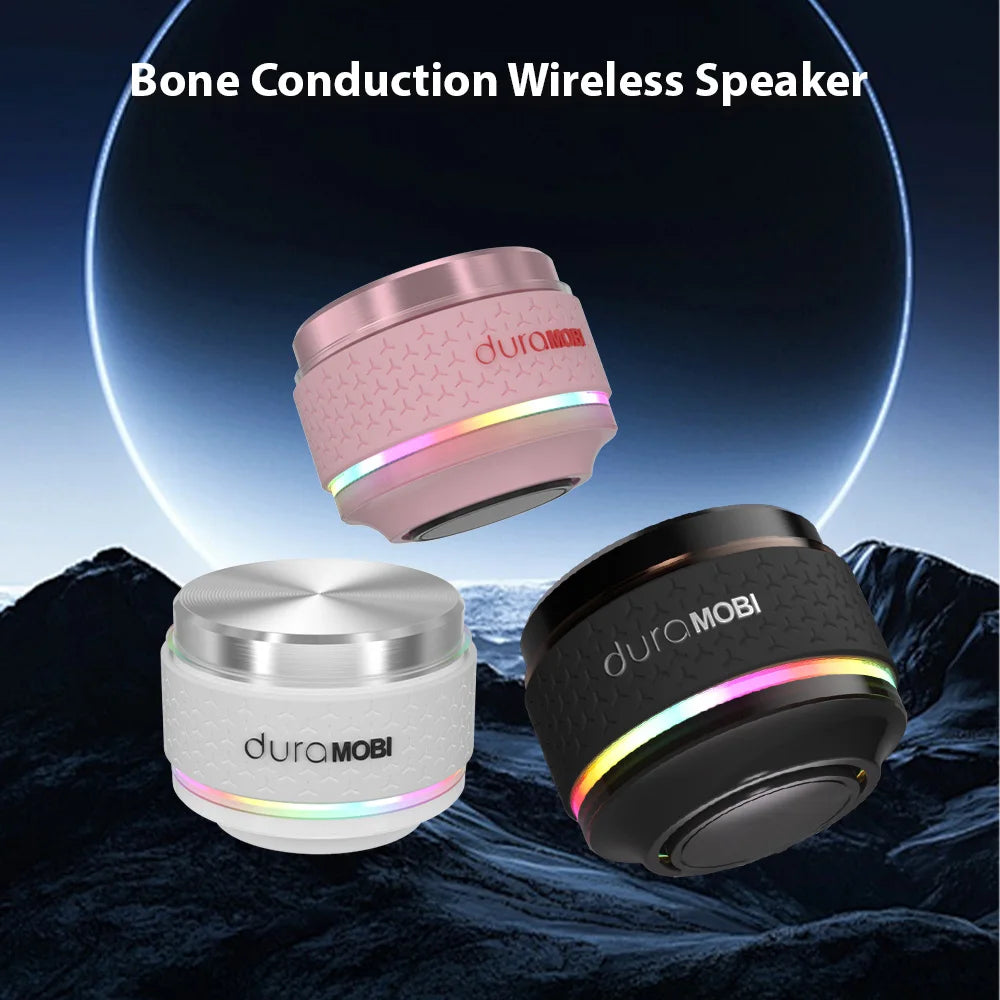 duraMOBI Bone Conduction Wireless Speaker Mini Sound Box With Magnetic BT Speaker RGB Color Neon Light Effects Music Player