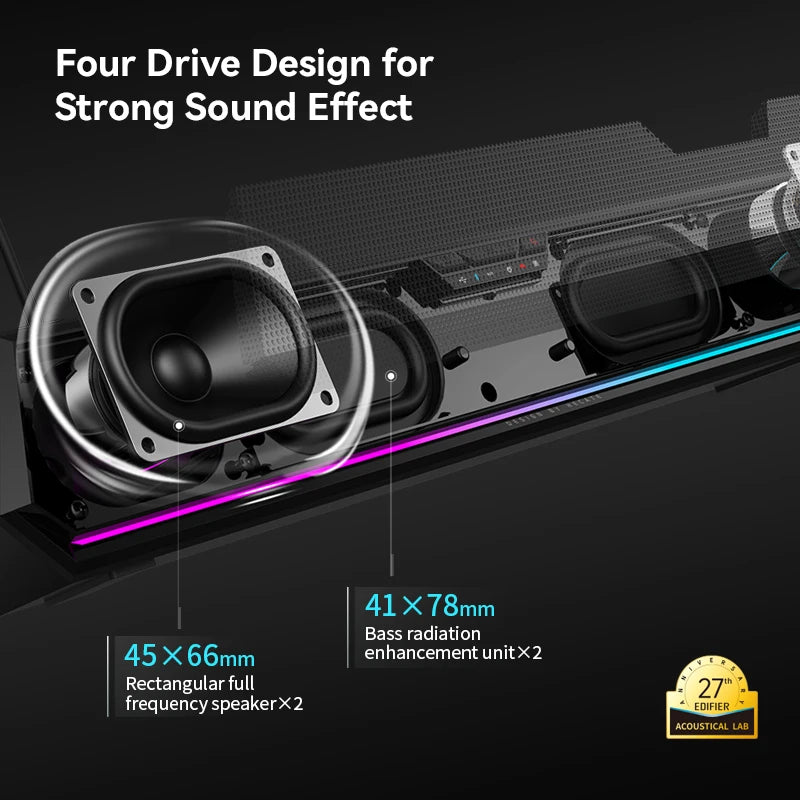 Edifier G1500 Bar Desk Soundbar Mini Speakers 7.1 Surround Sound Bluetooth 5.3 + USB-A Dual Mode Connection With Microphone