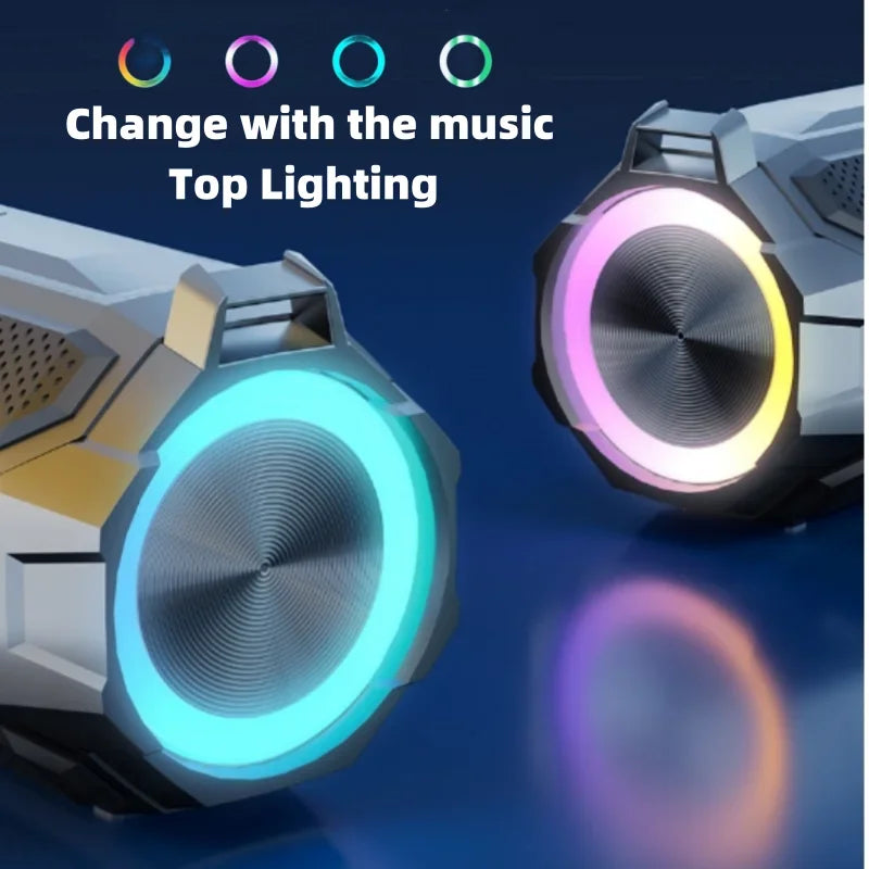 200W High-Power Wireless Bluetooth Speaker Outdoor Portable Subwoofer Dual Speakers RGB Colorful Lights Waterproof Sound System