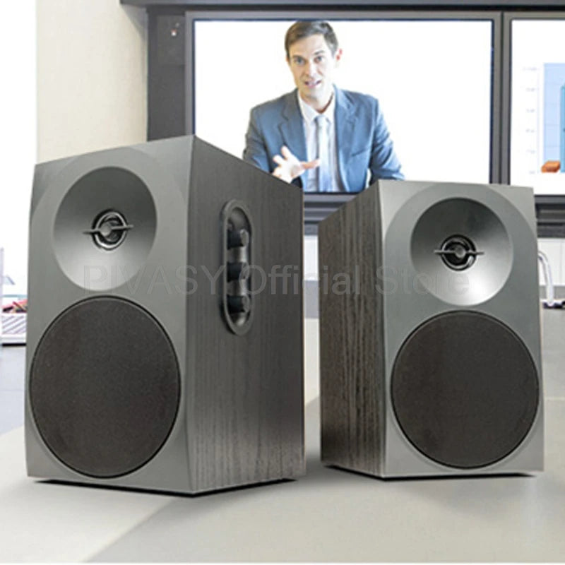 20W 4Inch Wireless Bluetooth Bookshelf Speaker High Fidelity Home Theater Subwoofer Wall Mounted Wooden LoudSpeaker for Computer