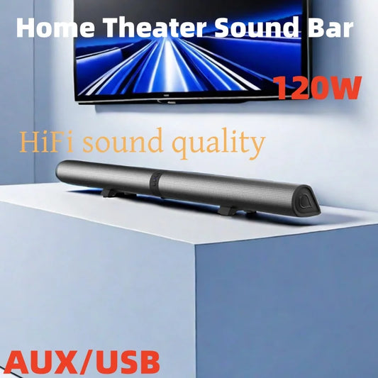 120W TV Soundbar Wired and Wireless Bluetooth Speaker Home Cinema Sound System Stereo Surround With FM Radio Music Center Boombo