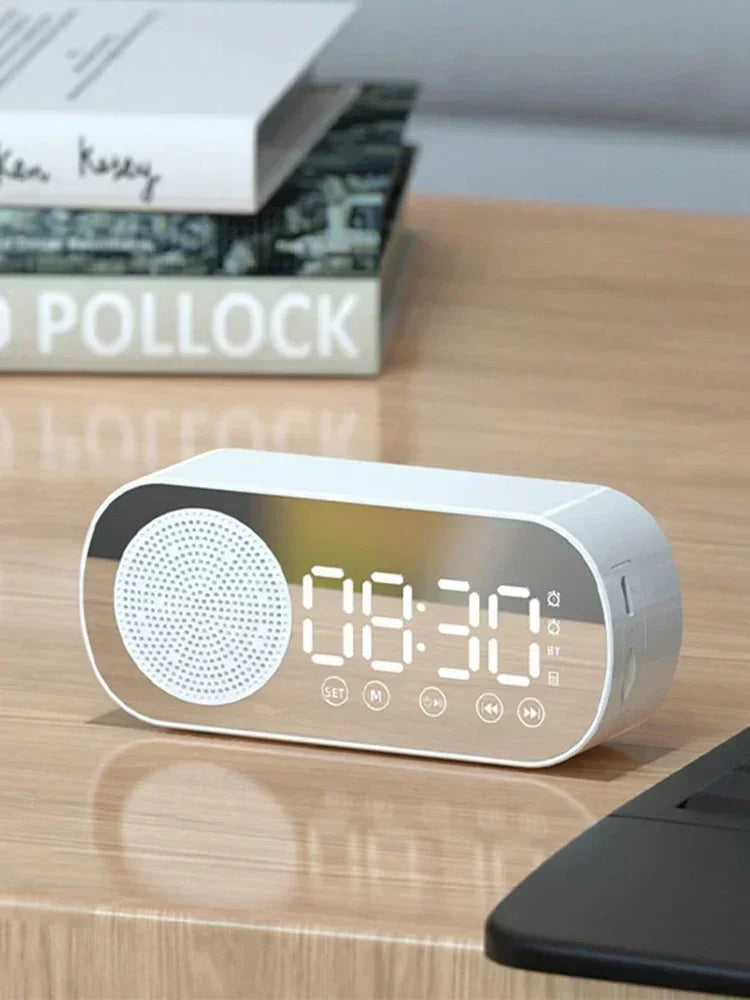 Mini AI Bluetooth Speaker Wireless Smart Alarm Clock Speaker Bluetooth Speaker, Multi-Functional Loud Subwoofer Clock