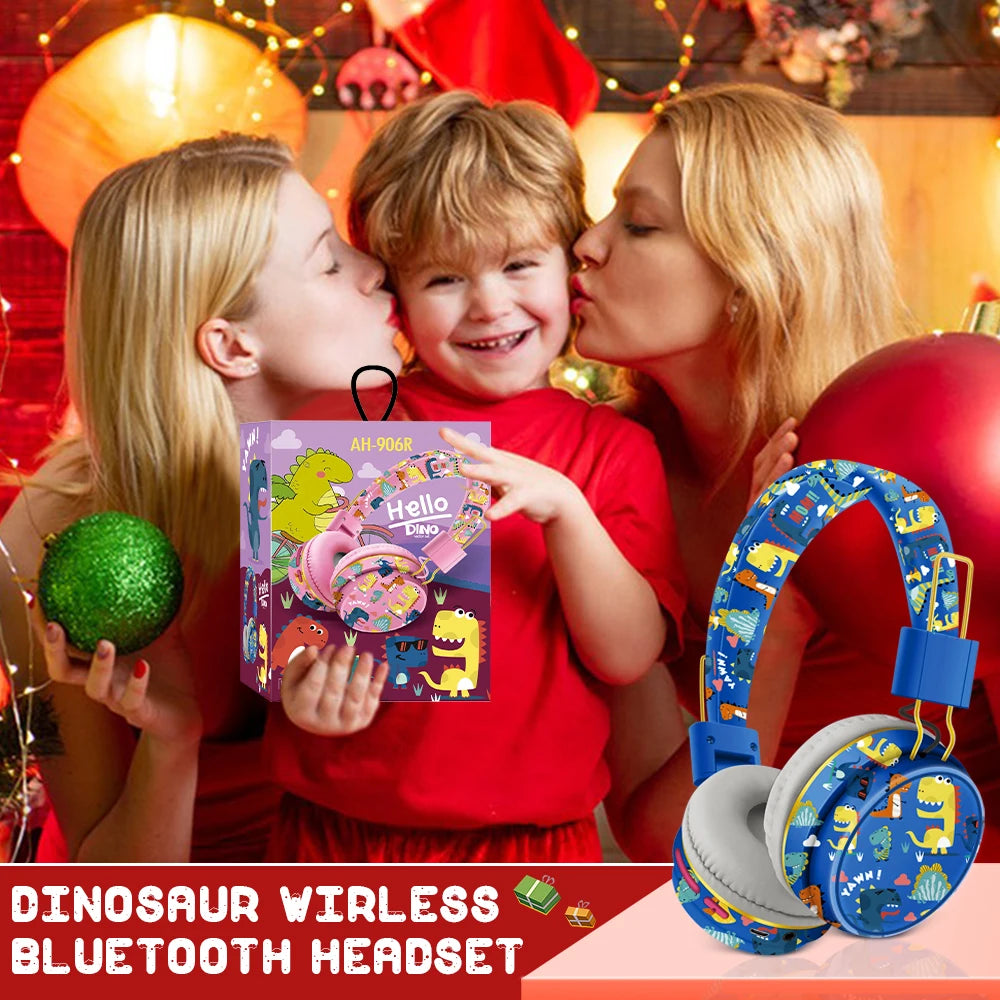 Christmas Gift Kids Headphones Dinosaur Wirless Bluetooth Headset Stereo Music Headphones for Phone Ipad Box With Dinosaur Toy