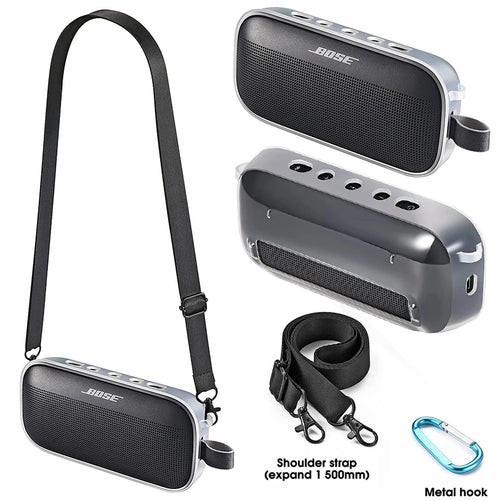 ZOPRORE TPU Portable Case Protective Travel Cover for Bose SoundLink Flex Bluetooth Speaker With Shoulder Strap and Carabiner