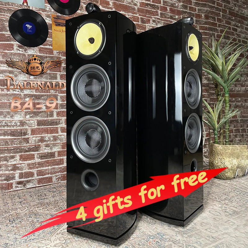 Balenald Home Theater System BA-9 Three-Way Speakers Dual 8-Inch Audiophile-Grade Passive Floor-Standing HIFI Nautilus Speakers