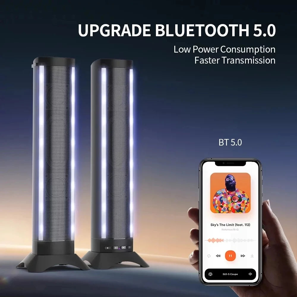 25in Sound Bars for TV Home Theater, Dual Subwoofers & 4 Speakers, 3D Stereo Surround Bluetooth System, Foldable Split Wireless