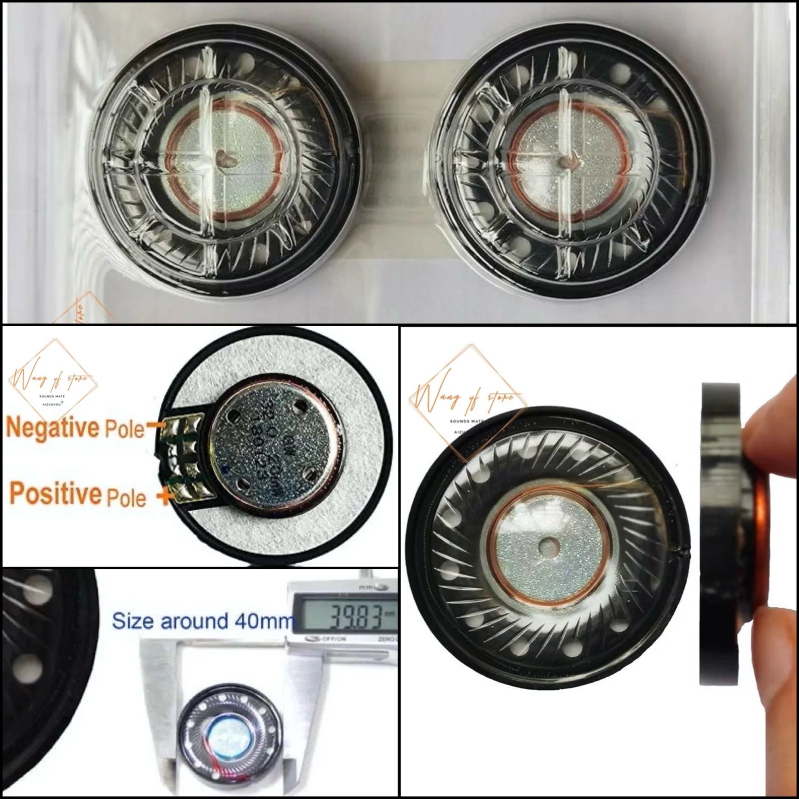 1pair 40mm Headphone Speaker Driver 32ohm for Sennheiser HD202 HD205 HD200 PC350 Series Headsets Replacement Speaker Parts