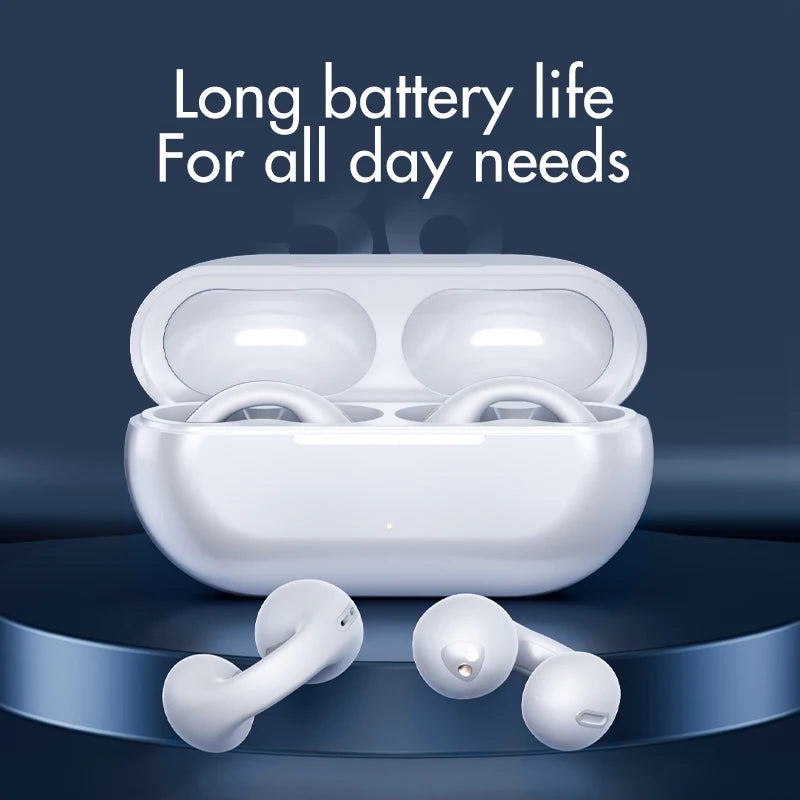 Bone Conduction Concept TWS Wireless Headphones V5.3 Earphones Earclip Touch Control Earbuds Sports HIFI Bass Headsets