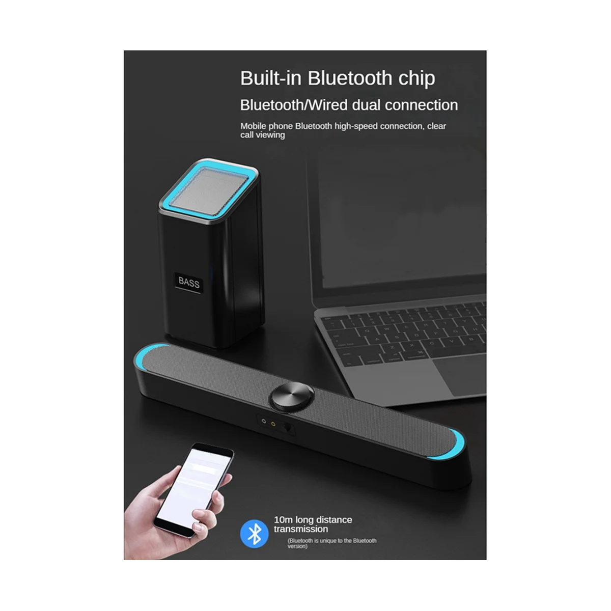 3D Computer Speakers AUX Bluetooth Wired Loudspeaker Surround Soundbar Speaker Stereo 2.1 Subwoofer Sound Bar