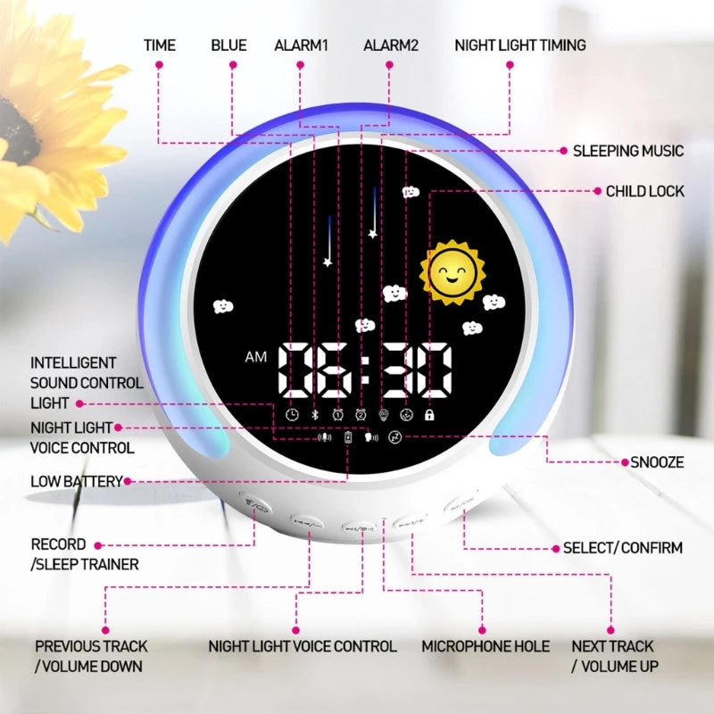 K5 AI  Bluetooth-Compatible Speaker Tabletop Alarm Clock With Colorfu LED Drop Shipping