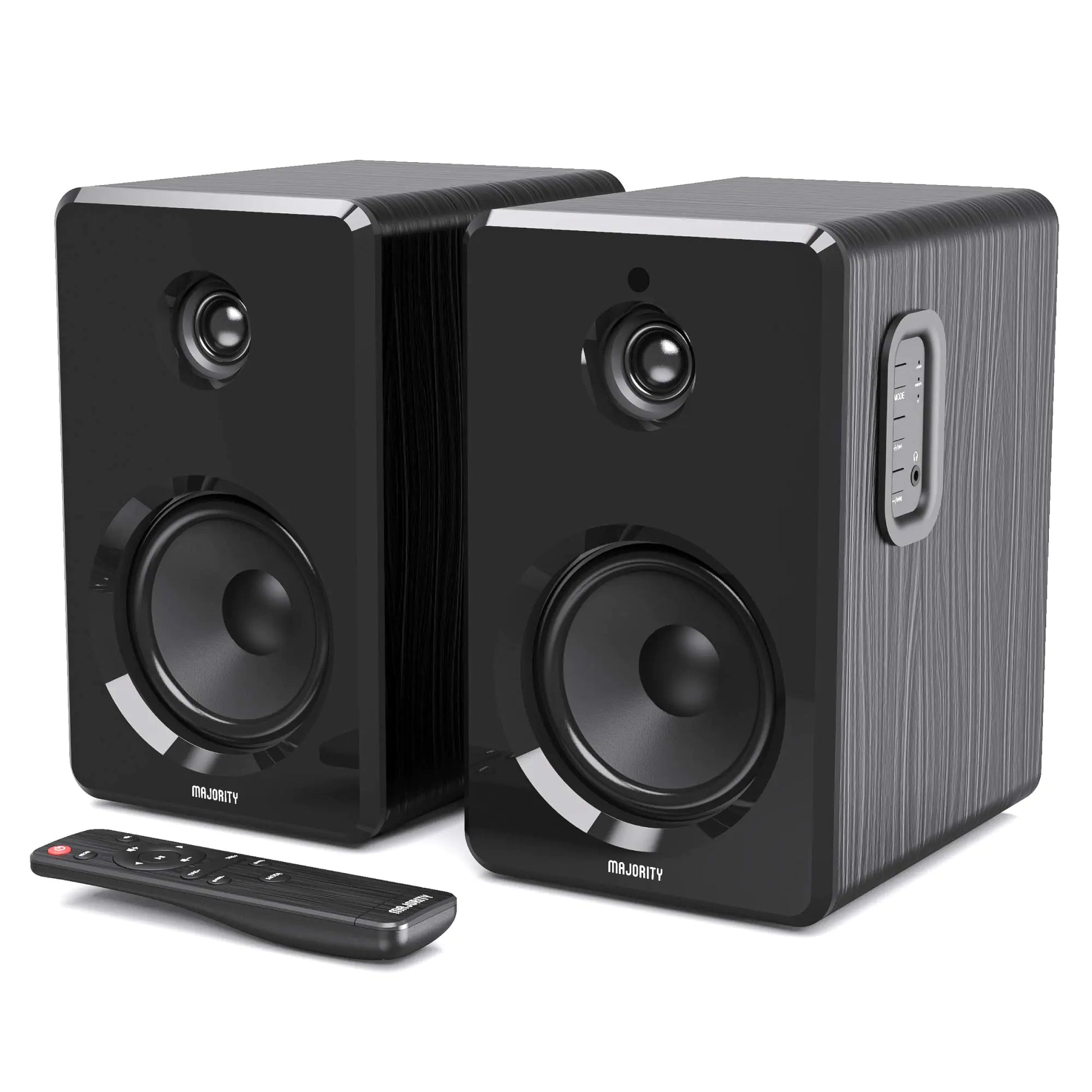 Majority D40 Active Bookshelf Speakers | Powered Stereo Studio Speakers | Powerful Amplified 2.0 Channel Sound | Bluetooth Optical RCA USB & Aux Playback | Digital Controls | HiFi Speakers