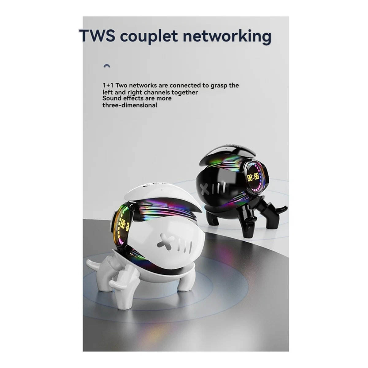 Smart Robot Monster Bluetooth Speaker Portable Stereo Alarm Clock AI Interactive Toys Wireless Audio TF Card FM Radio,A