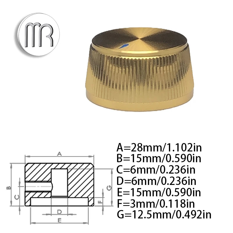 1PCS 28x15mm All Aluminum Solid Knob Cap Potentiometer Knob Cap Guitar Effects Knob Cap  for Marshall Speaker Round Hole 6MM