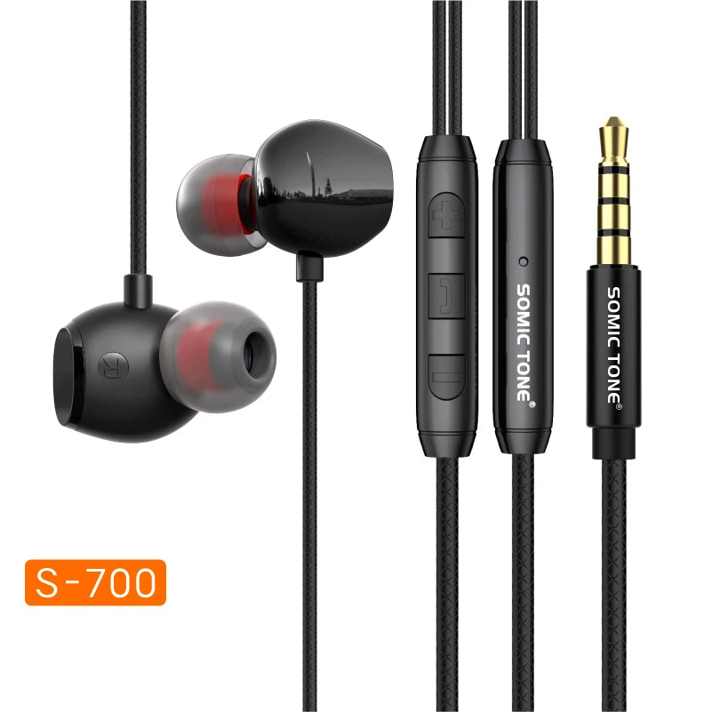 Somic Tone Earphone 1.2 M Earphones Wired 3.5mm With Mic for Sports Heavy Bass Headset Wired Earphones