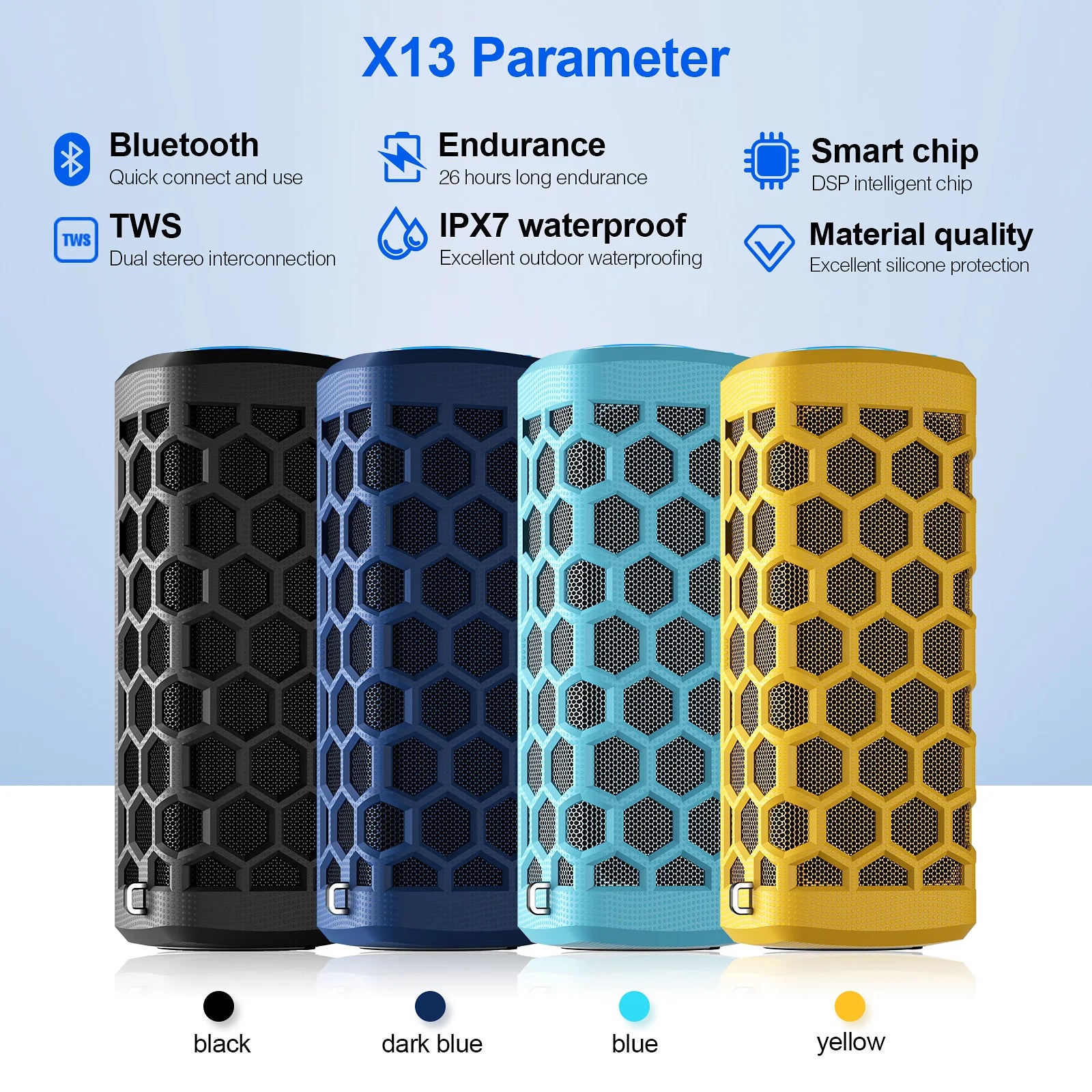 30W TWS Bluetooth Speakers Loud Bass Sound Bar Portable Charger Bathroom Shower IPX7 Waterproof Dustproof Portable Outdoor High