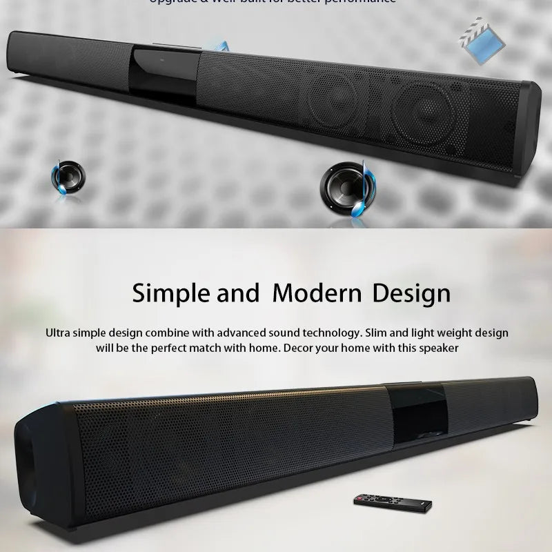 40W TV Soundbar Wired and Wireless Bluetooth Speaker Home Cinema Sound System Stereo Surround With FM Radio Music Center Boombox