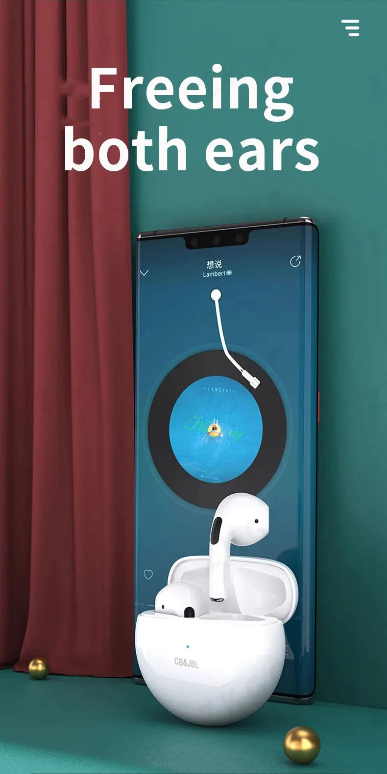 For CB&JBL Pro 6 HiFi Bluetooth Earphone IPX5 Life Waterproof Wireless Headphones for iPhone Xiaomi Headset Dual Mic Pro6 Earbud