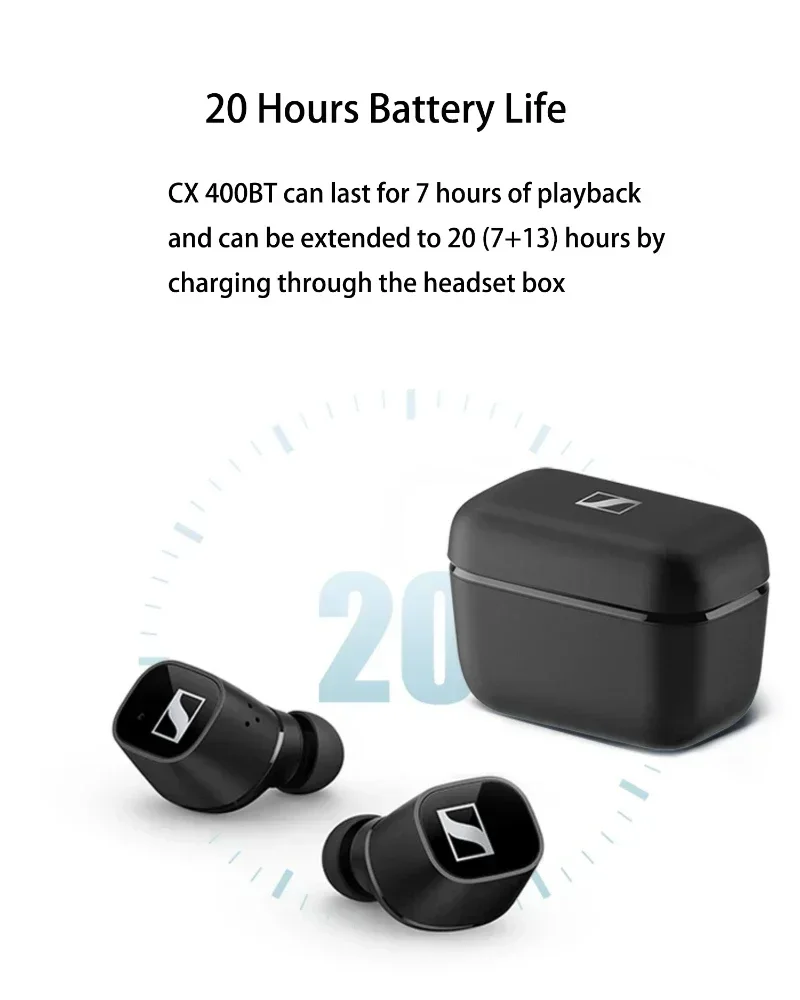 New Sennheiser CX400BT True Wireless Earphones TWS Bluetooth Sports Earbuds Stereo Sound Headset Noise Isolation Headphone