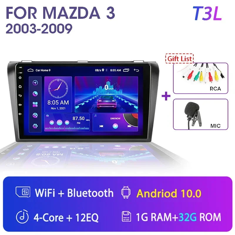 2 Din Android 12 for Mazda 3 2004-2009 Car Radio Multimedia Player Stereo Navigation With BOSE Carplay Speakers Head Unit Video