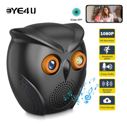 1080P Bluetooth Speaker Camera WiFi Home Security Cameras 120° Wide Angle Two Way Intercom Video Surveillance Camera Mini Camera